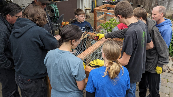 scouts working on eagle project for nature center
